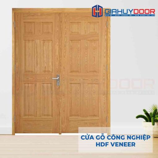 Mẫu cửa gỗ công nghiệp HDF Veneer 2 cánh 12A có gam màu tươi tắn, dịu nhẹ, rất hiện đại mà thanh lịch